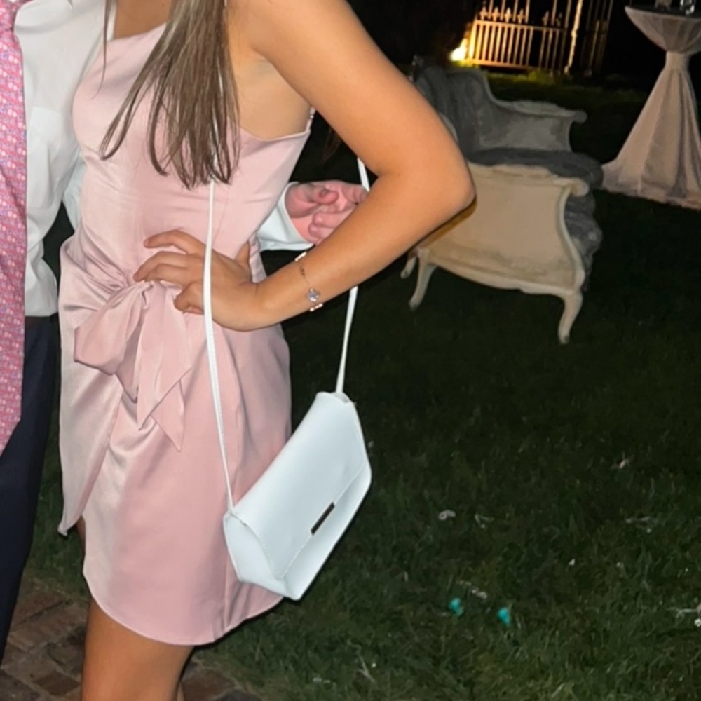 LULUS Meant To Be Together Dusty Pink Satin One Shoulder Mini Dress